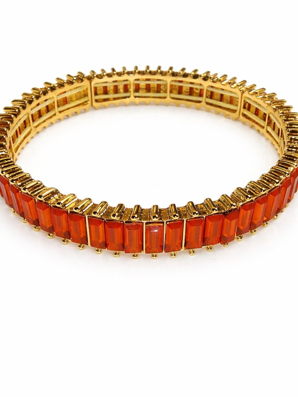 NWOT Gold Tone Orange Baguette Stretch Bracelet‎ 7.75”